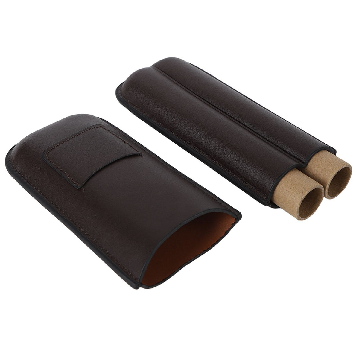 2 Finger Travel Cigar Holder Wearproof Portable Fashion Ventilate Leather Cigar Case with Cutter for Business