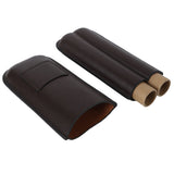 2 Finger Travel Cigar Holder Wearproof Portable Fashion Ventilate Leather Cigar Case with Cutter for Business - Front View