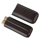 2 Finger Travel Cigar Holder Wearproof Portable Fashion Ventilate Leather Cigar Case with Cutter for Business