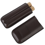 2 Finger Travel Cigar Holder Wearproof Portable Fashion Ventilate Leather Cigar Case with Cutter for Business