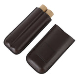 2 Finger Travel Cigar Holder Wearproof Portable Fashion Ventilate Leather Cigar Case with Cutter for Business