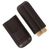 2 Finger Travel Cigar Holder Wearproof Portable Fashion Ventilate Leather Cigar Case with Cutter for Business