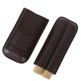 2 Finger Travel Cigar Holder Wearproof Portable Fashion Ventilate Leather Cigar Case with Cutter for Business