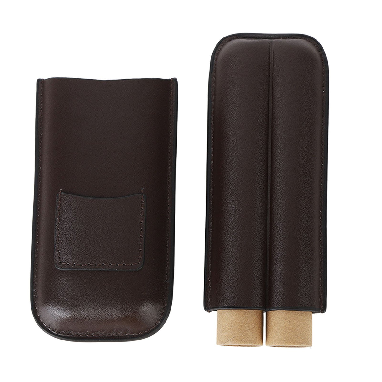 2 Finger Travel Cigar Holder Wearproof Portable Fashion Ventilate Leather Cigar Case with Cutter for Business