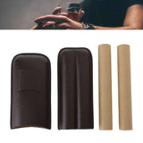2 Finger Travel Cigar Holder Wearproof Portable Fashion Ventilate Leather Cigar Case with Cutter for Business