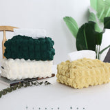 Tissue Box Cover Bag Polyester Cotton Bubble Yarn Decorative Tissue Bag Storage with Thick Canvas Lining Beige