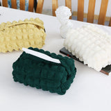 Tissue Box Cover Bag Polyester Cotton Bubble Yarn Decorative Tissue Bag Storage with Thick Canvas Lining Beige