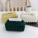 Tissue Box Cover Bag Polyester Cotton Bubble Yarn Decorative Tissue Bag Storage with Thick Canvas Lining Beige - Extra Image