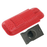 2 Finger Cigar Case Cigar Sleeve Portable Travel Cigar Holder Moisturizing Function With Cutter Red - Top-Down View