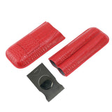 2 Finger Cigar Case Cigar Sleeve Portable Travel Cigar Holder Moisturizing Function With Cutter Red - 45-Degree Angle