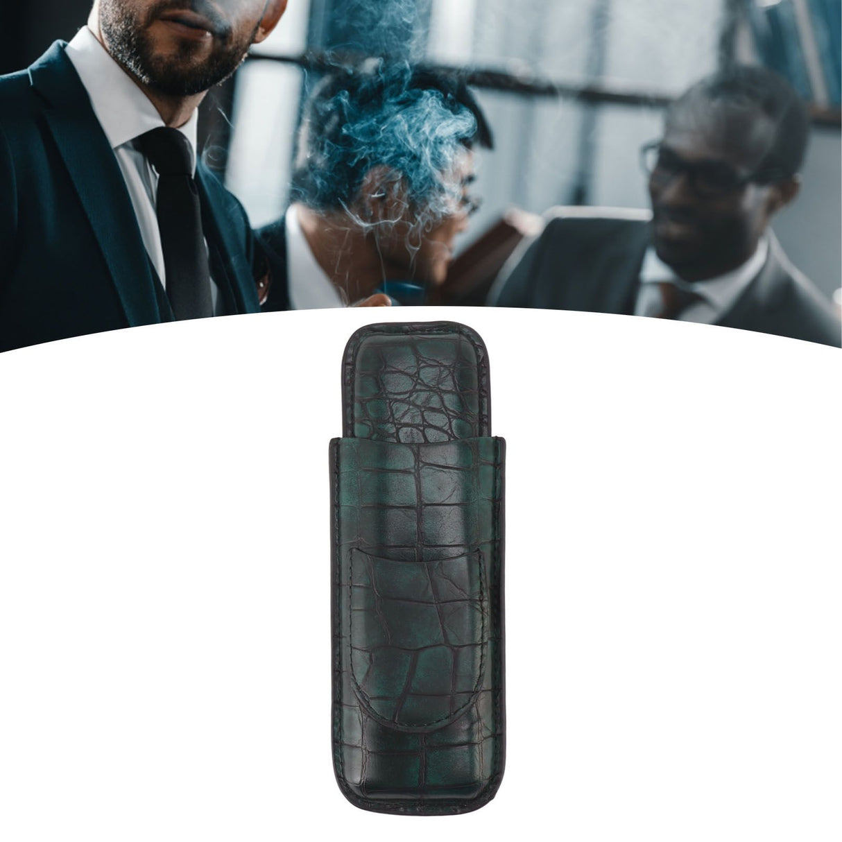2 Finger Cigar Case Waterproof Portable Artificial Leather Cigar Case Box for Men Office Business