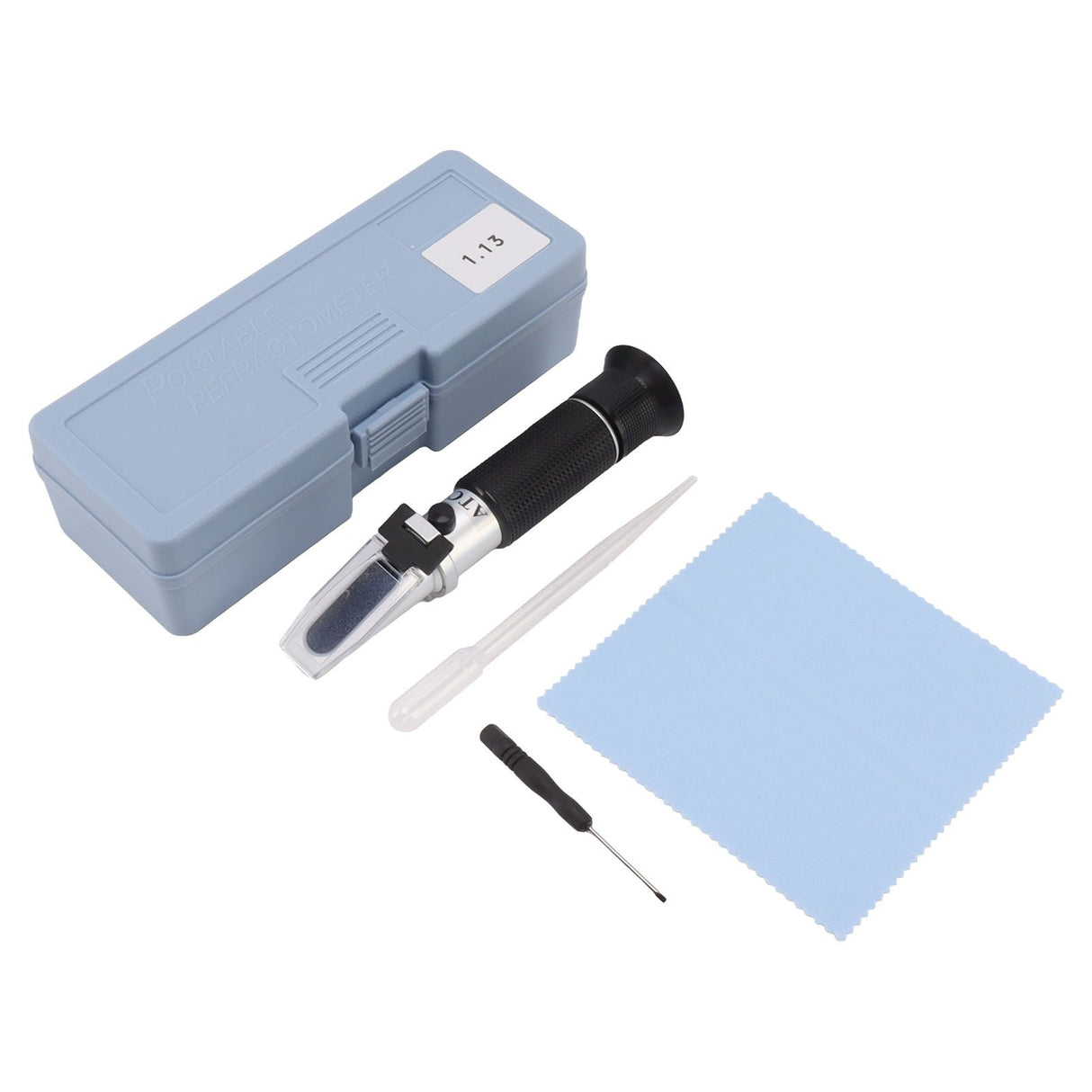 Handheld Refractometer 1.000 to 1.130 SG 0 to 32 Brix Sugar Alcohol Meter with Auto Temp Compensation for Beer Fruit