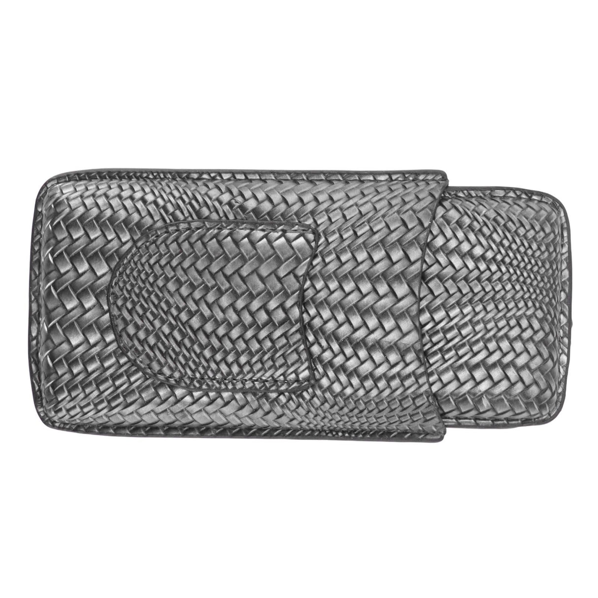 3 Finger Cigar Case Woven Pattern Portable Travel Leather Cigar Humidor Case Smoking Accessories Silver