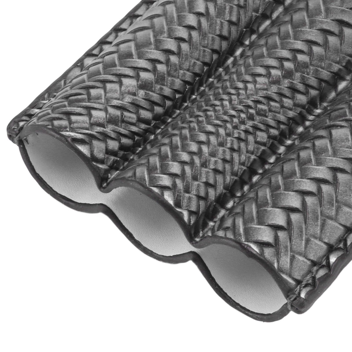 3 Finger Cigar Case Woven Pattern Portable Travel Leather Cigar Humidor Case Smoking Accessories Silver