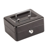 Metal Cash Box 6 Compartments High Safety Money Box with Money Tray and Key Lock for Home Business Black - Side View