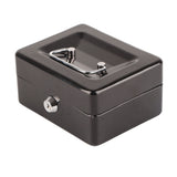 Metal Cash Box 6 Compartments High Safety Money Box with Money Tray and Key Lock for Home Business Black - Top-Down View