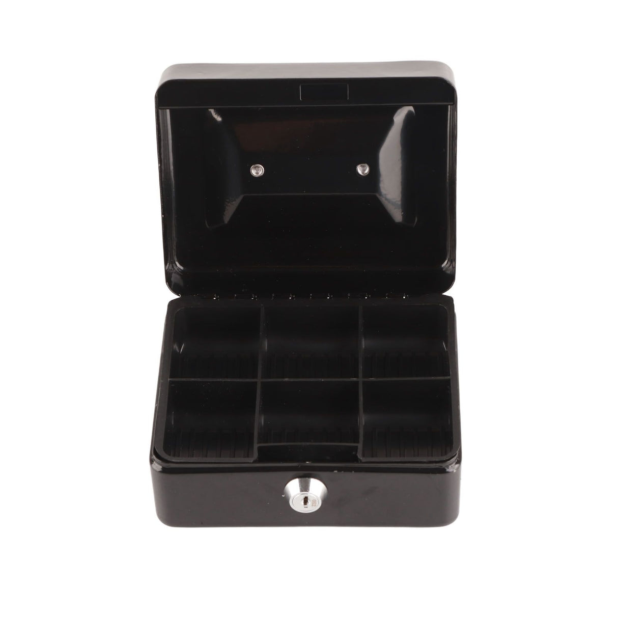 Metal Cash Box 6 Compartments High Safety Money Box with Money Tray and Key Lock for Home Business Black