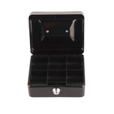 Metal Cash Box 6 Compartments High Safety Money Box with Money Tray and Key Lock for Home Business Black - 45-Degree Angle