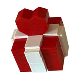Ring Box Heart Shape Assembling Blocks Ring Gift Box for Engagement Birthday Gift Red and White