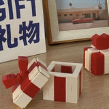 Ring Box Heart Shape Assembling Blocks Ring Gift Box for Engagement Birthday Gift Red and White