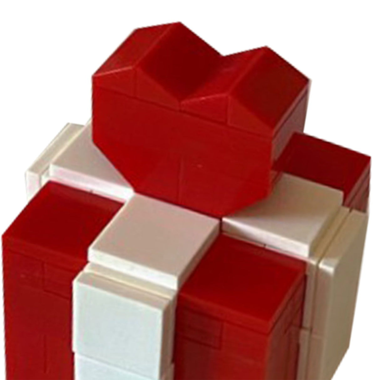 Ring Box Heart Shape Assembling Blocks Ring Gift Box for Engagement Birthday Gift Red and White