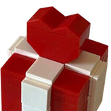 Ring Box Heart Shape Assembling Blocks Ring Gift Box for Engagement Birthday Gift Red and White