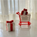 Ring Box Heart Shape Assembling Blocks Ring Gift Box for Engagement Birthday Gift Red and White