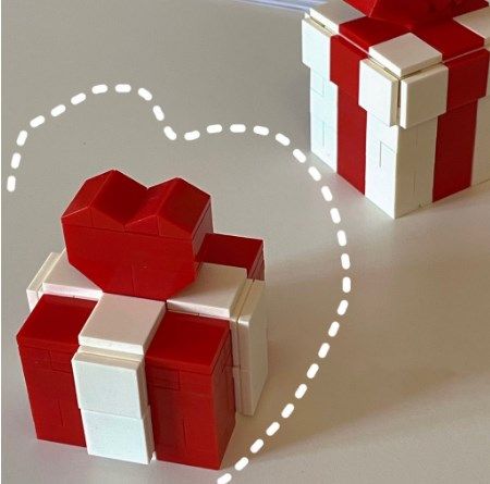 Ring Box Heart Shape Assembling Blocks Ring Gift Box for Engagement Birthday Gift Red and White