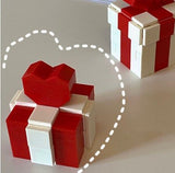 Ring Box Heart Shape Assembling Blocks Ring Gift Box for Engagement Birthday Gift Red and White