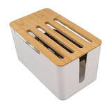 Router Storage Box Large Space Multi Hole Bit Bamboo Cover Home WiFi Router Organizer - Front View