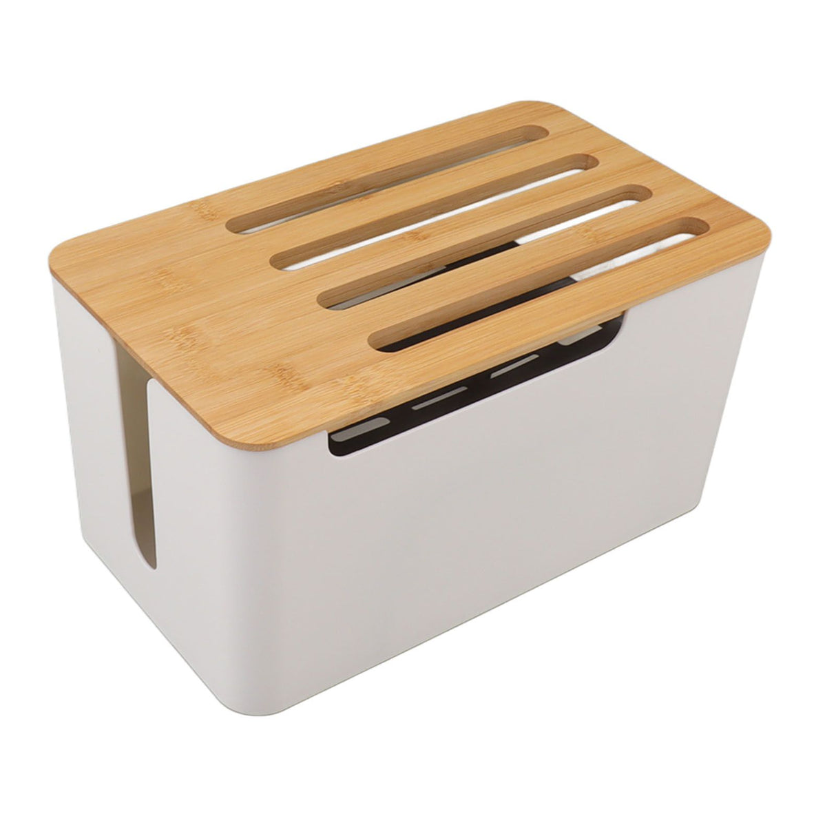 Router Storage Box Large Space Multi Hole Bit Bamboo Cover Home WiFi Router Organizer