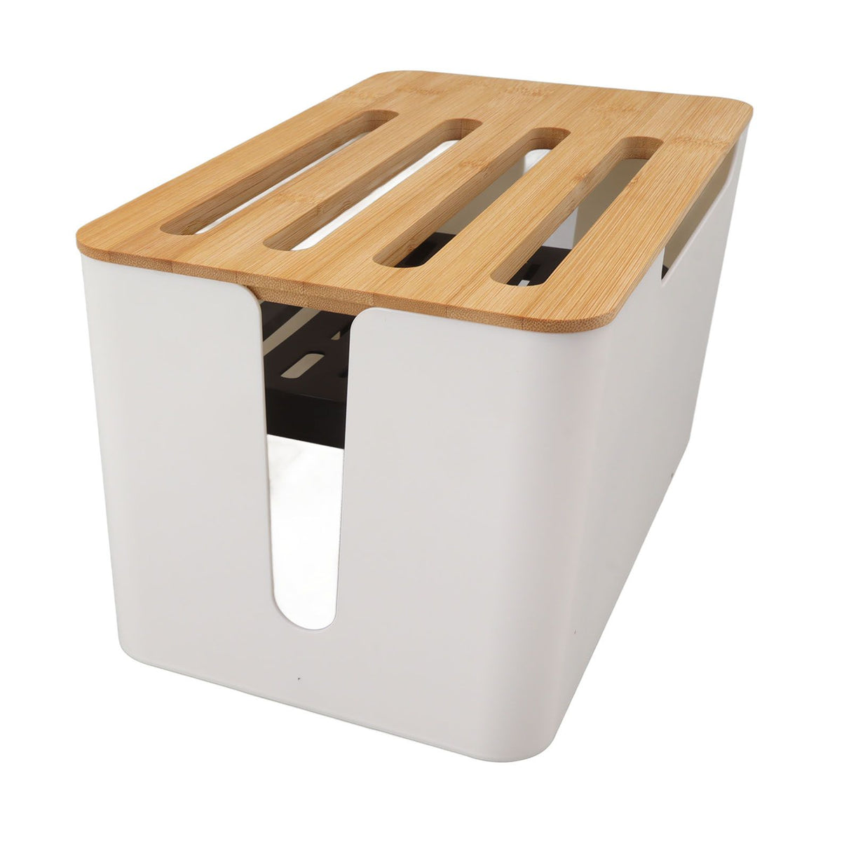 Router Storage Box Large Space Multi Hole Bit Bamboo Cover Home WiFi Router Organizer