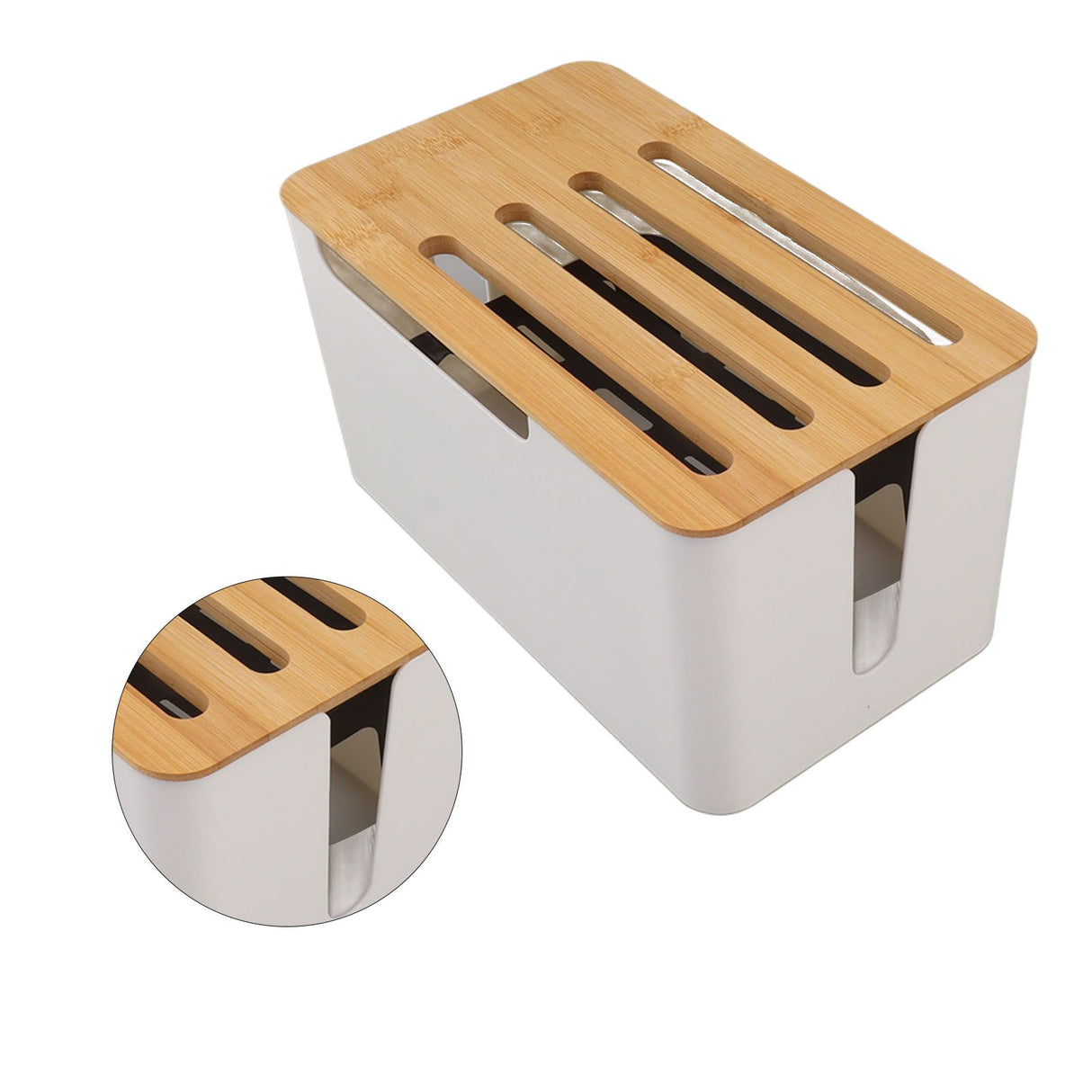 Router Storage Box Large Space Multi Hole Bit Bamboo Cover Home WiFi Router Organizer