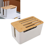 Router Storage Box Large Space Multi Hole Bit Bamboo Cover Home WiFi Router Organizer - Extra Image