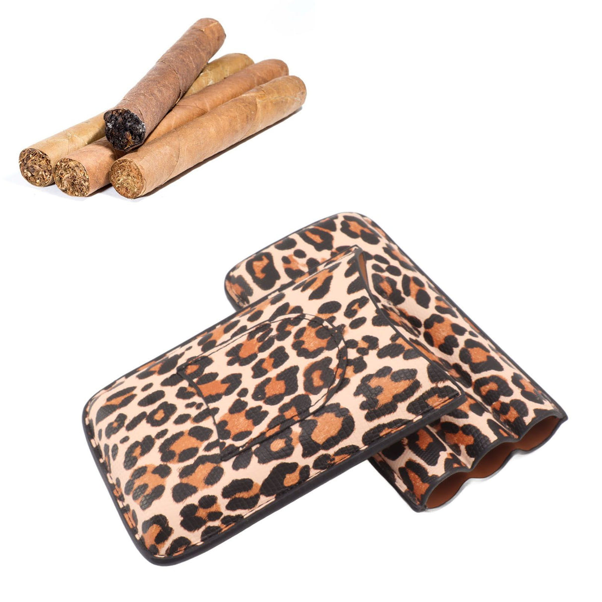 Cigar Case Portable Travel Humidor Case 3 Finger Cigar Carrying Case With Moisturize Function