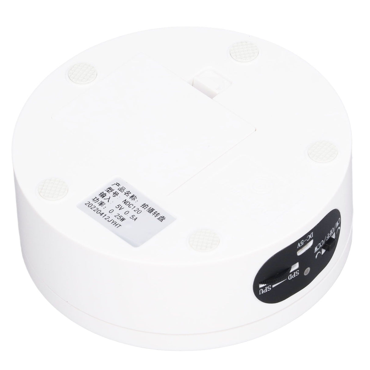 Rotating Display Stand 5.5lb Load Capacity 360 Degree Photography Turntable Plug in Battery Knob Speed Control White 12cm/4.7in