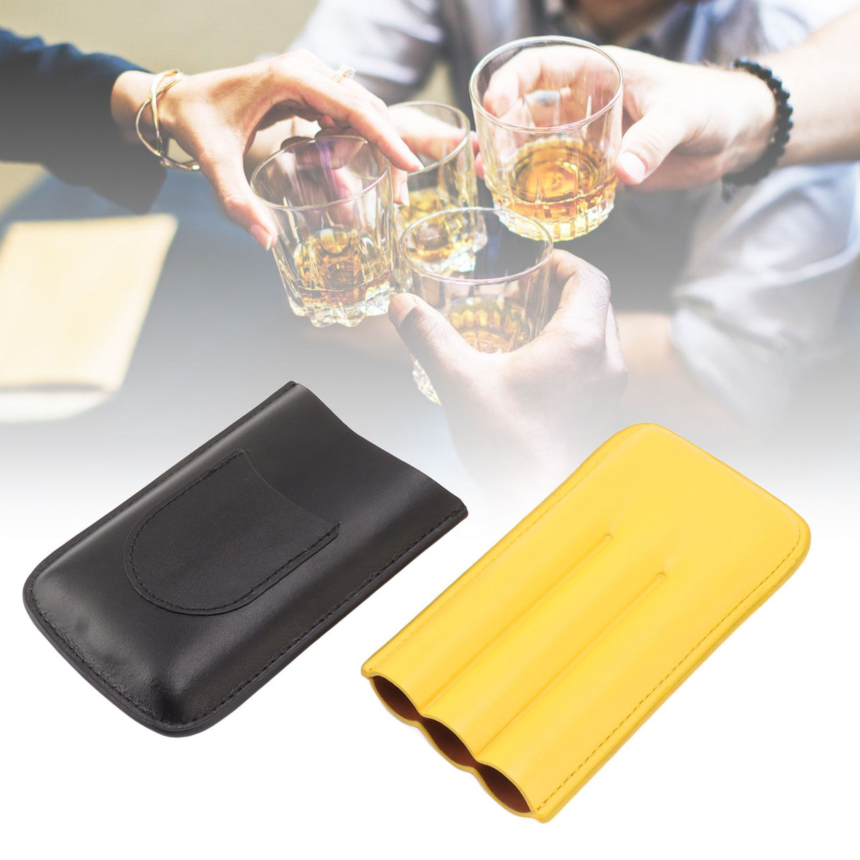 Cigars Leather Cigar Case Portable Cigar Holder Light Weight 3 Holder Cigar Case for Traveling Home