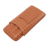 3 Sticks Portable Cigar Case Leather Cigar Humidors Travel Moisturizer Cigar Case for Men Gifts Aurantium - Low Angle