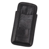 Leather Cigar Case Portable 3 Finger Cigar Humidor Carrying Case with Cutter Pocket for Cigar Lovers Black