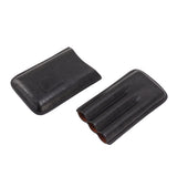 Leather Cigar Case Portable 3 Finger Cigar Humidor Carrying Case with Cutter Pocket for Cigar Lovers Black