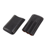 Leather Cigar Case Portable 3 Finger Cigar Humidor Carrying Case with Cutter Pocket for Cigar Lovers Black - 45-Degree Angle