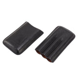 Leather Cigar Case Portable 3 Finger Cigar Humidor Carrying Case with Cutter Pocket for Cigar Lovers Black