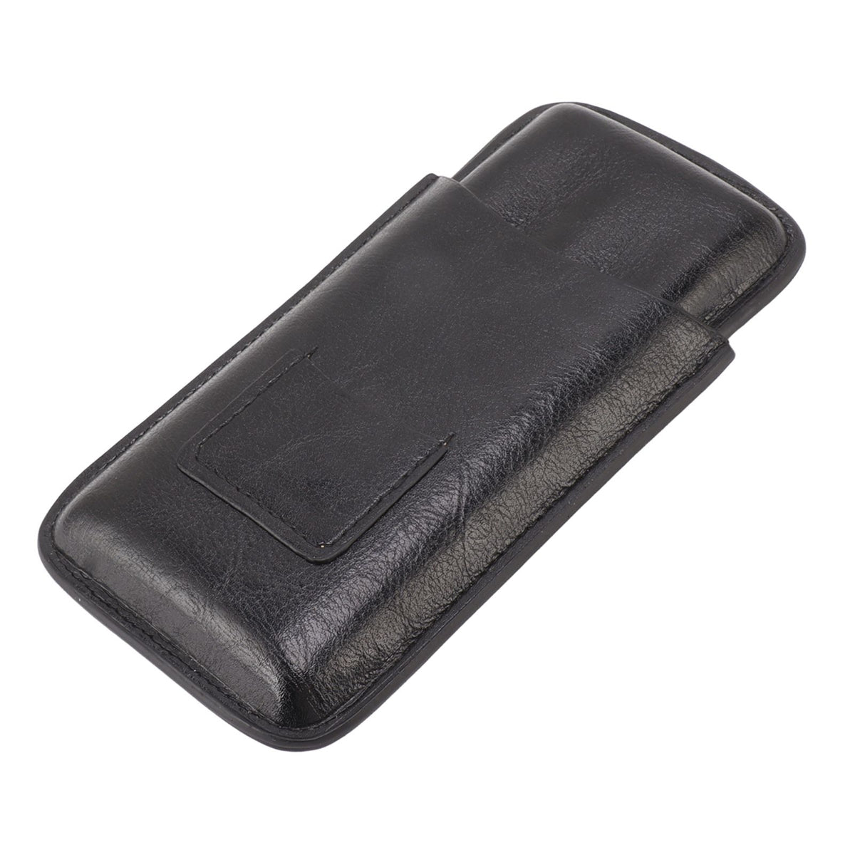 Leather Cigar Case Portable 3 Finger Cigar Humidor Carrying Case with Cutter Pocket for Cigar Lovers Black