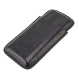 Leather Cigar Case Portable 3 Finger Cigar Humidor Carrying Case with Cutter Pocket for Cigar Lovers Black - Close-Up Angle