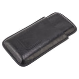Leather Cigar Case Portable 3 Finger Cigar Humidor Carrying Case with Cutter Pocket for Cigar Lovers Black - Low Angle