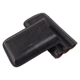 Leather Cigar Case Portable 3 Finger Cigar Humidor Carrying Case with Cutter Pocket for Cigar Lovers Black