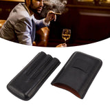 Leather Cigar Case Portable 3 Finger Cigar Humidor Carrying Case with Cutter Pocket for Cigar Lovers Black