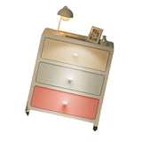 Home Storage Cabinet PP Macaron Color Large Capacity Multi Layer Drawer Storage Cabinet for Bedroom Office 3 Layer - Side View