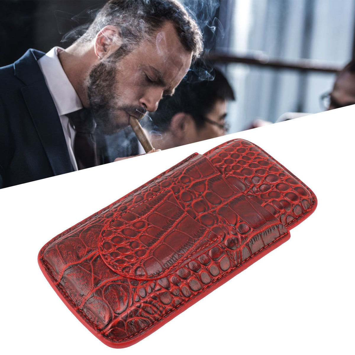 Travel Cigar Case Leather Soft Touch Fashion Appearance Portable Cigar Pouch for 3 Cigars 74