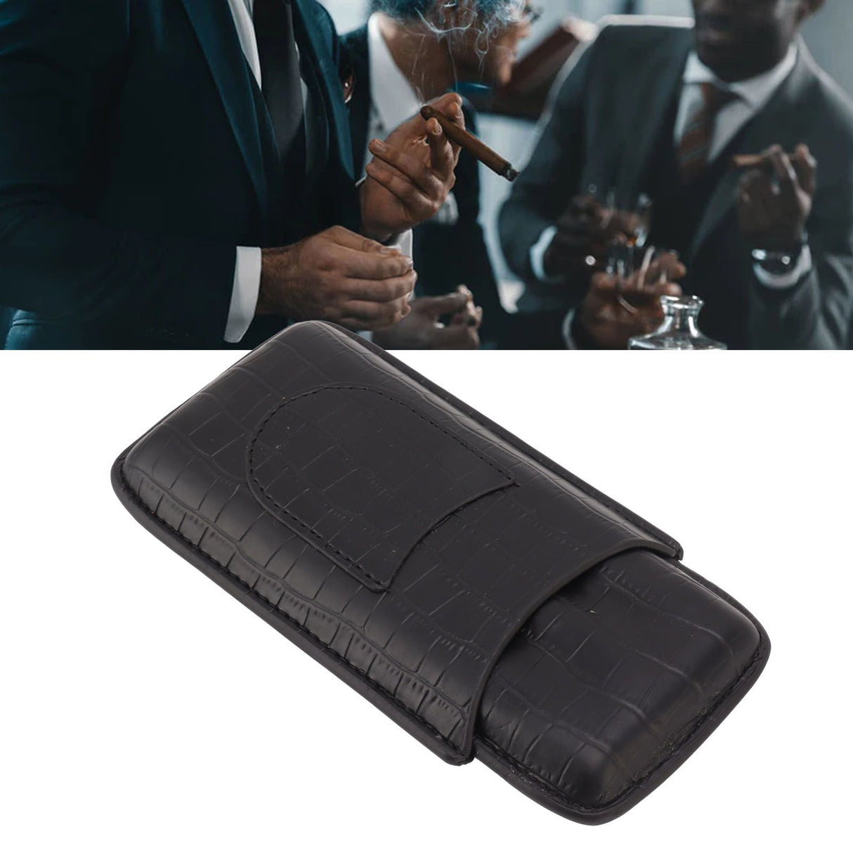Cigar Holder Portable Tight Stitching Colorfast Lightweight 3 Finger Cigar Humidor Case for Travel Home